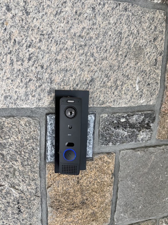 UniFi video doorbell recess-mounted in stone